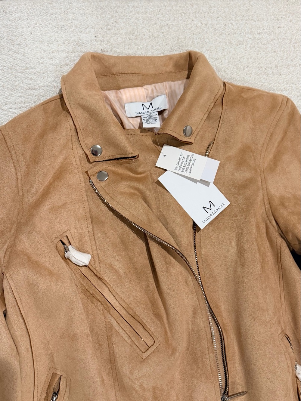 Magaschoni Suede Biker Jacket - Camel